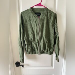 Sanctuary Women’s Size Small Linen Blend Lightweight Green Bomber Jacket